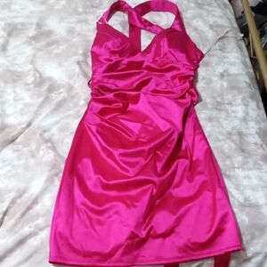 Vibrant Pink Satin Dress